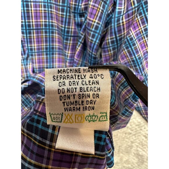Bugatchi Uomo Mens Classic Fit Purple Plaid Long Sleeve Button-Up Shirt XL - Picture 7 of 8